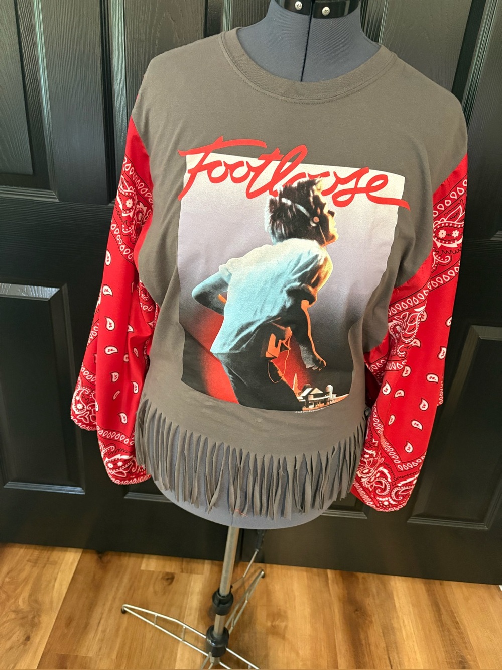 Upcycled bandana fringed tee